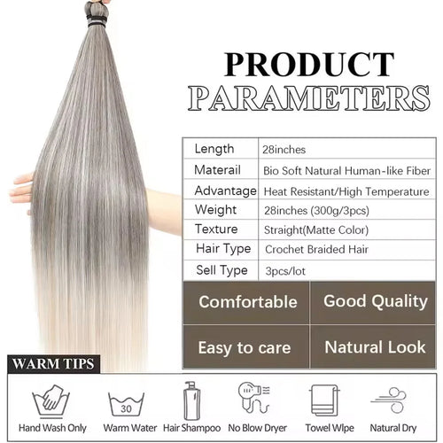 300g 3Pcs/Lot 28Inch Straight Crochet Braids White Blonde 613#Ombre Brown 6# Bio Protein Synthetic Hair Extensions