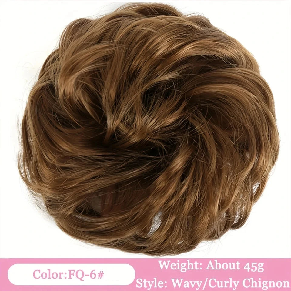 OLACA Synthetic Hair Bun Bands Blonde Black Messy Curly Chignon Donut Updo Scrunchies Fake Hair Pieces For Women Hair Extensions