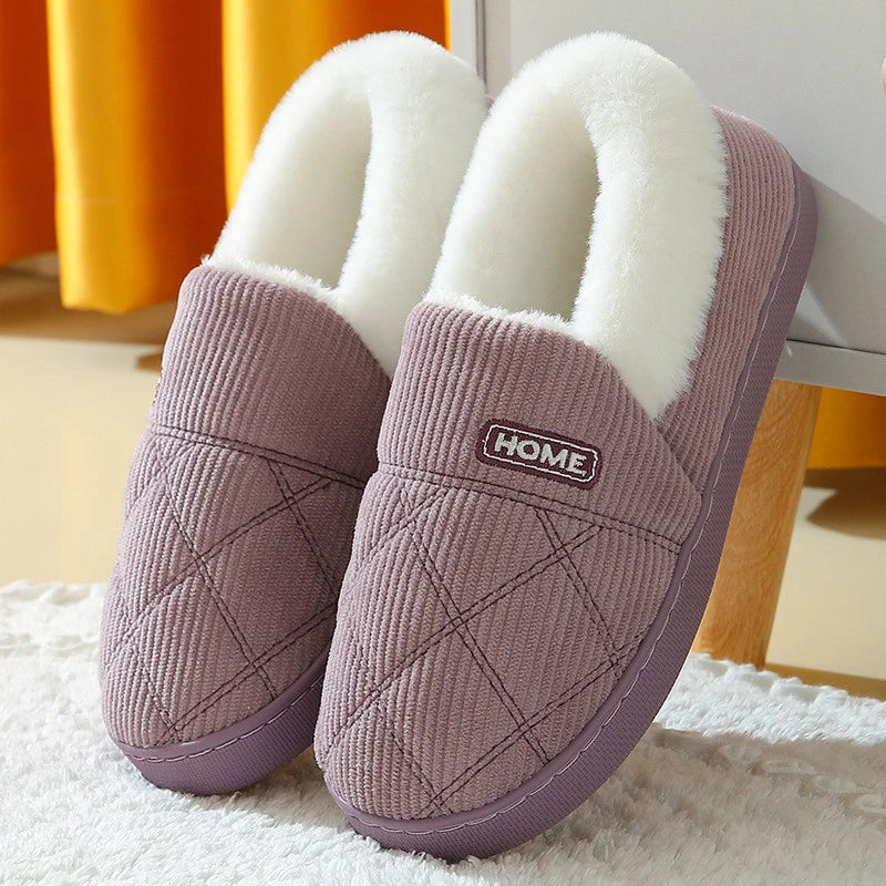 Big Size 48 49 Men Home Slippers Winter Warm Plush Slides Couples Indoor Flats Anti-slip Bedroom Shoes Women Autumn Furry Slides