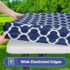 6 Foot Waterproof Elastic Fitted Tablecloths Rectangle Washable Polyester Table Cover Camping Outdoor