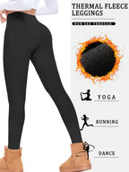 Womens Thermal Fleece Lined High Waisted Leggings. Workout Winter Warm Thick Tights Soft Yoga Pants