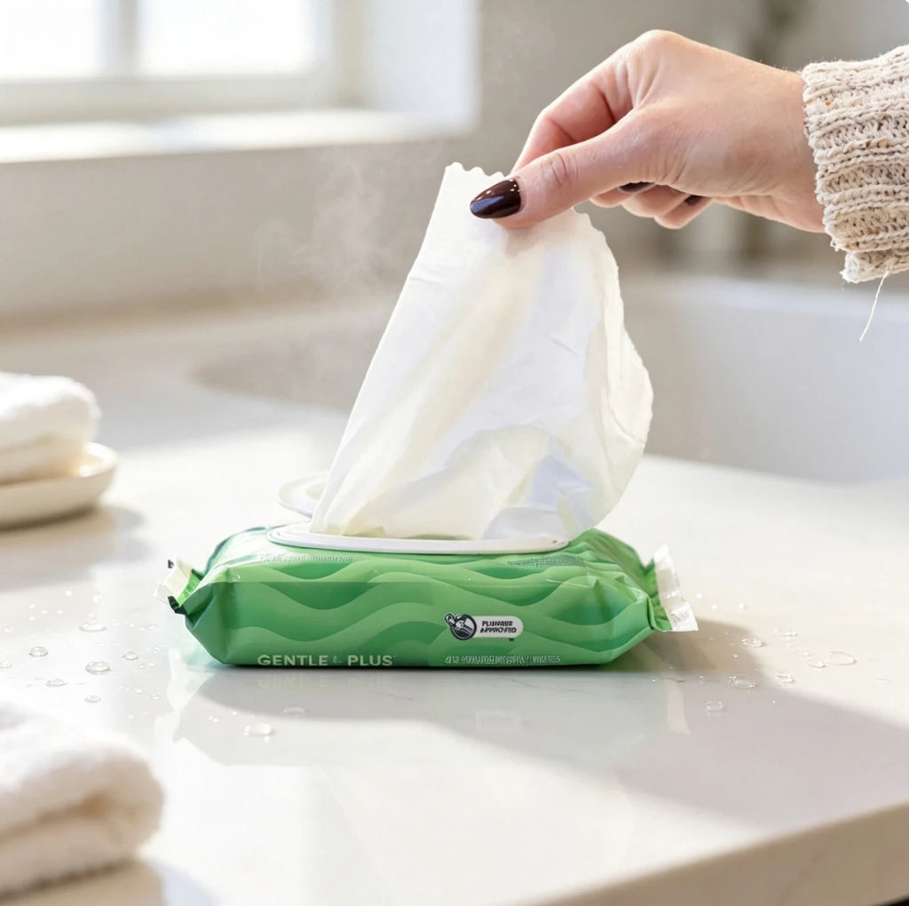 GentlePlus Flushable Wipes, 2 Packs x 42 Count, Soft Flushable Wipes for Bathroom & Personal Care