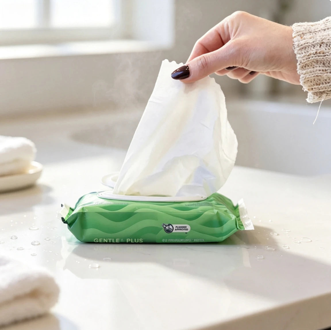 GentlePlus Flushable Wipes, 2 Packs x 42 Count, Soft Flushable Wipes for Bathroom & Personal Care