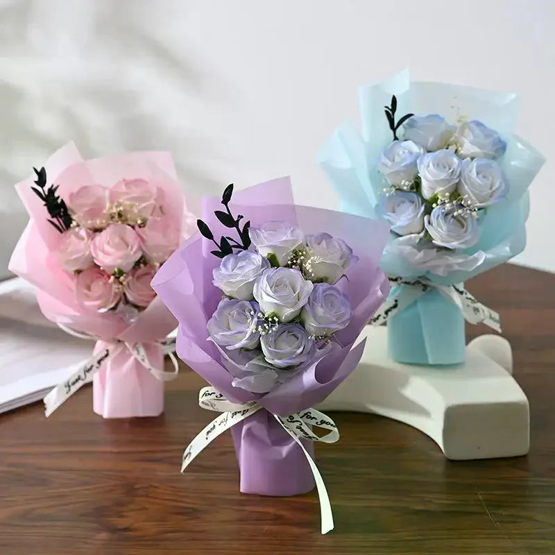 Valentine's Day Gift Decoration Rose Artificial Flowers Bouquet Fake Flower For Girlfriend Gift Mother's Day Decor Flower