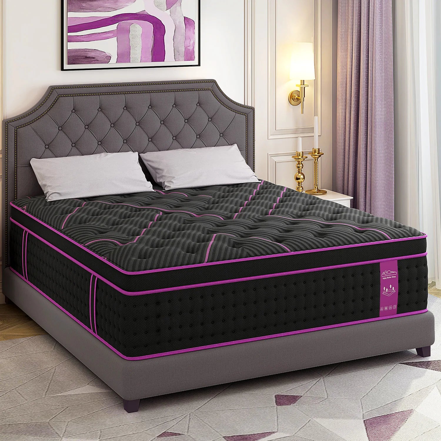 12/14in Hybrid Gel Memory Foam Mattress with Pocket Spring, Medium Firm, Motion Isolation Mattress in a Box
