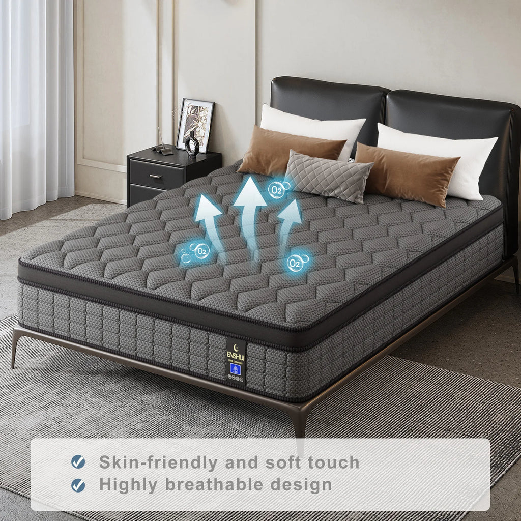 12/14inch Twin, Full, Queen, King, Mattress Memony Foam And Spring, Medium Firm Mattress for Cooling, Pressure Relief, Edge Support & Motion Isolation Boxed