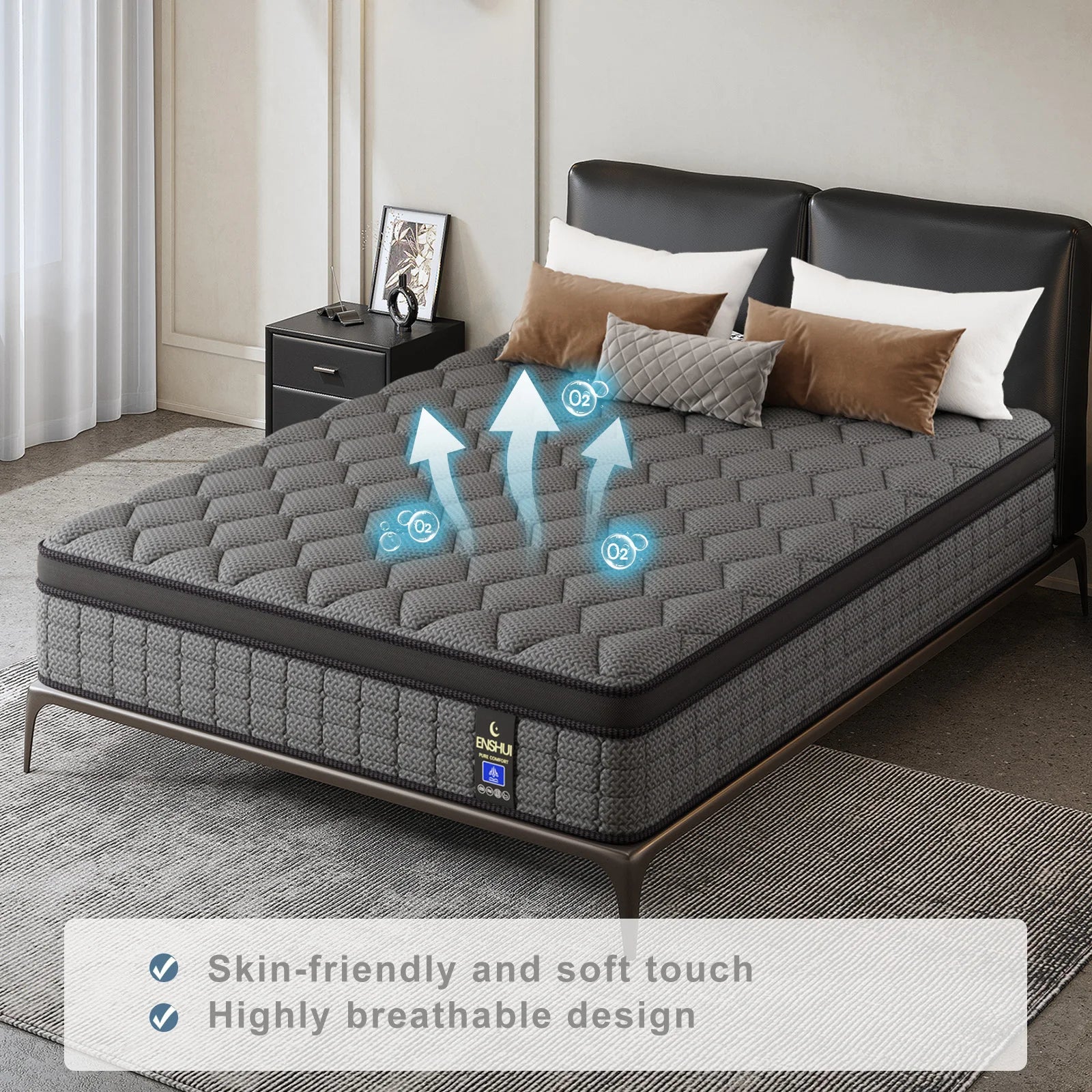 12/14inch Twin, Full, Queen, King, Mattress Memony Foam And Spring, Medium Firm Mattress for Cooling, Pressure Relief, Edge Support & Motion Isolation Boxed