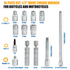 Waxtron 1/2'' Torque wrench 5-45ft.lb Bicycle Professional Torque Wrench Adjustable Set 14PCS For Bike Motorcycle Hand Tools
