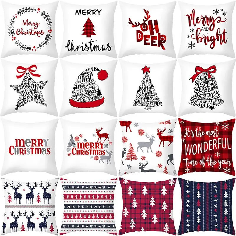45cm Merry Christmas Cushion Cover Pillowcase 2023 Christmas Decorations for Home Ornament Happy New Year Christmas Decor