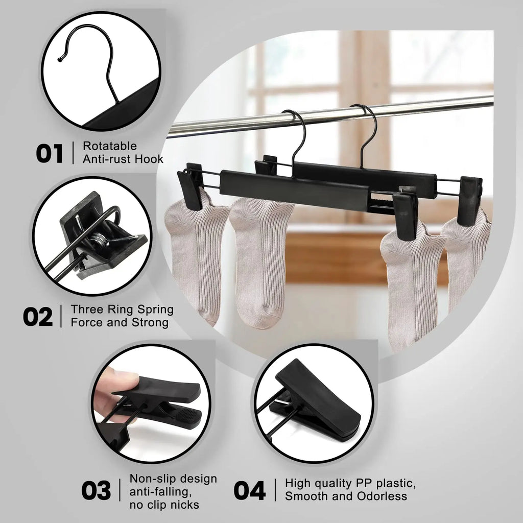 Pants Hangers with Adjustable Non-Slip Clips Anti-Rust Hanging Hook for Trouser,Skirts,Jeans,Clothes Hangers
