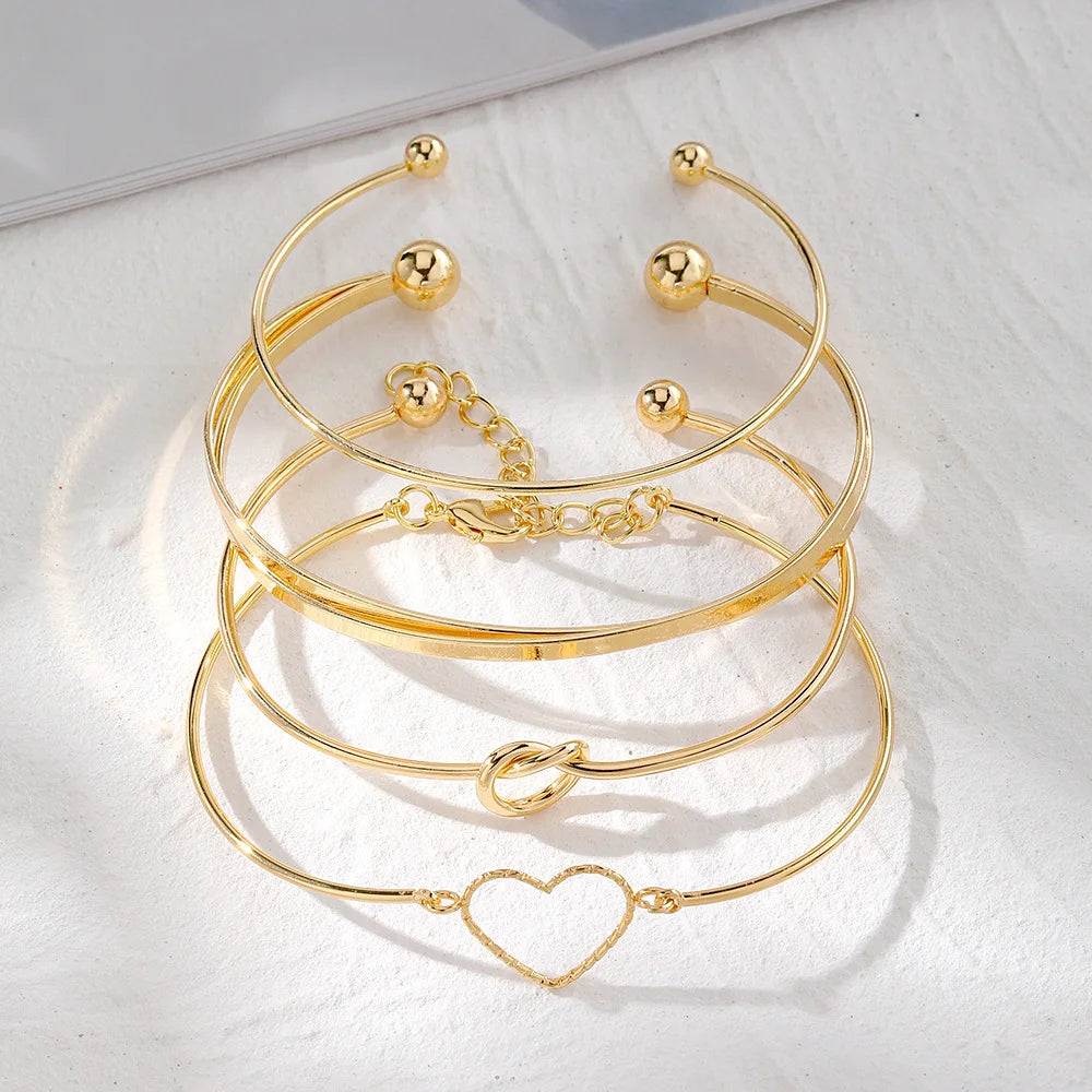4pcs/set Stainless Steel Bracelets Vintage Men's Fashion Woven Twist Texture Bangles for Women Jewelry Streetwear Goth Gifts