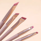Pink Black Eye Makeup Brushes Flat Eyebrow Eyeliner Brush Professional Angled Wooden Eyeshadow Brushes Make Up Cosmetics Tools