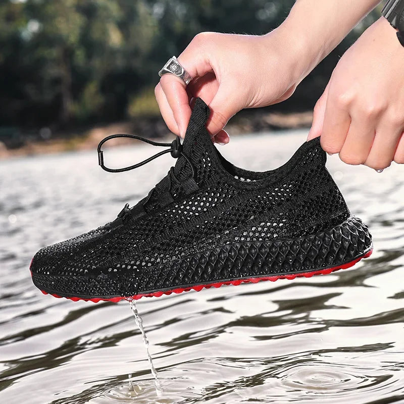 Men's Summer Breathable Lightweight Comfortable Thin Sole Sports Shoes Outdoor Thick Bottom Casual Sneakers EVA Insole PVC Outso