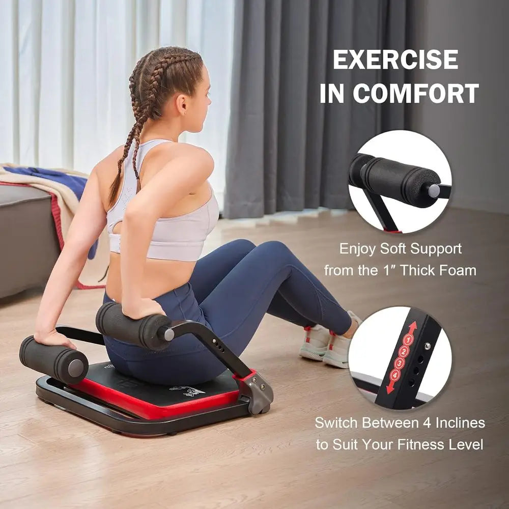 2-in-1 Ab Machine with Resistance Bands, 4 Intensities Rebound Assist,Core Training Fitness Equipment for Home Full Body Workout