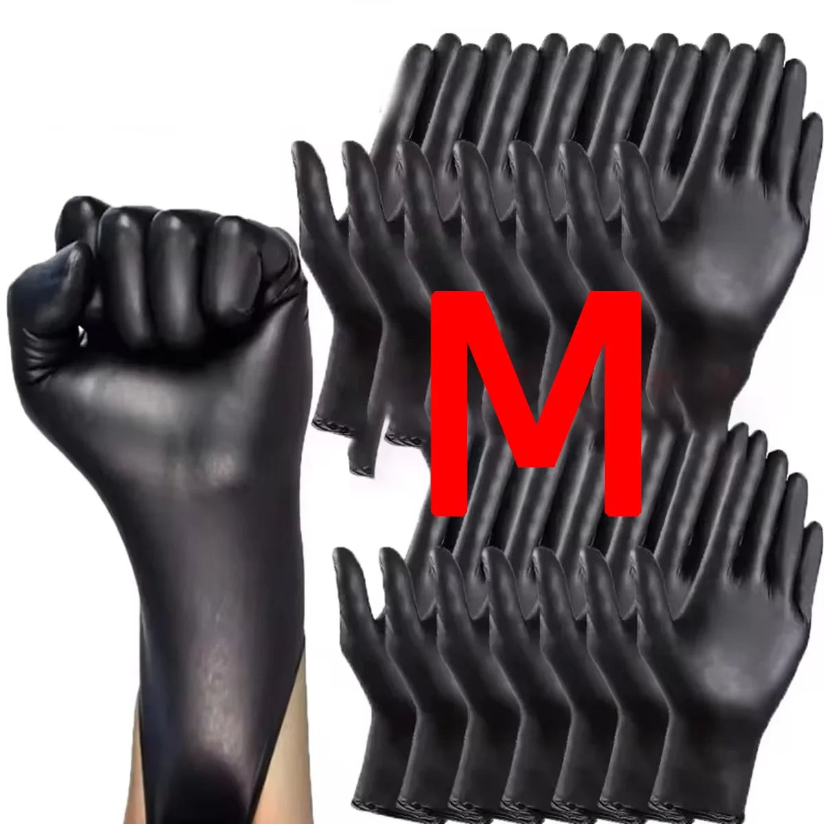 10/20/50/100PCS Black Nitrile Gloves Durable Powder Free Latex Free Suitable For Kitchen Cleaning Tattooing Pet Care Car Househo