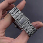 2pcs Set Luxury Diamond Men's Watches Business Stainless Steel Quartz Wristwatch Male Casual Silver Bracelet Wrist Watch
