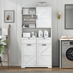 78" Tall Tilt-Out Double Doors Laundry Cabinet Hamper w Hidden Laundry Hamper,Large Pull Out Laundry Room Storage Cabinets,