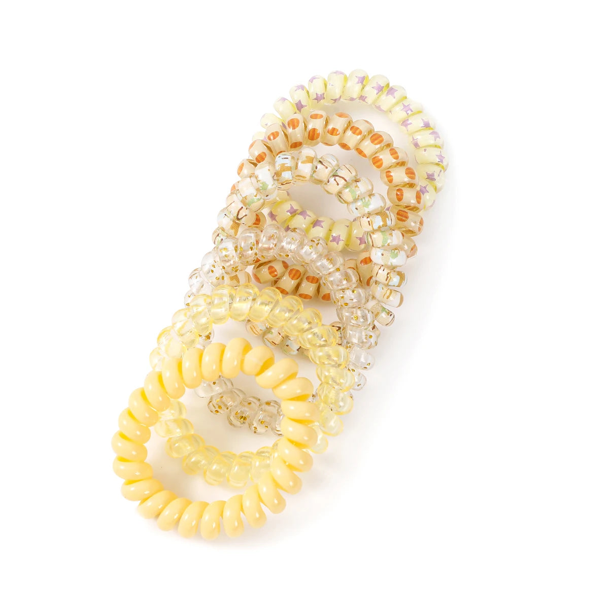AWAYTR 6pcs Cute and Colorful Spiral Hair Ties Resin Jelly Coil Hair Rings for Women and Girls Ponytail Holders Hair Accessories