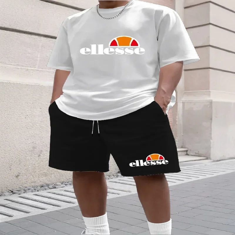2026New Men's Summer Short Sleeved T-shirt Set Fashion Two-piece Sportswear Casual Shorts Sportswear Men's Sportswear Set