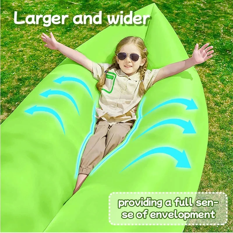 Portable Multicolor Inflatable Lazy Sofa, Fold‑Up Air Sofa Bed for Outdoor Beach Camping Single Size Relax Lounger