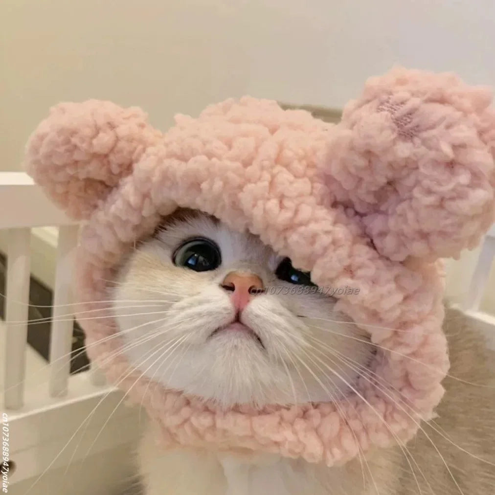 Cute animals Hooded Pet Cat Dog Accessories Cosplay Cat Hat Winter Lovely New Year Puppy Headgear Soft Velvet Pets Supplies