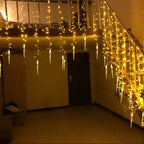 LED Solar   Icicle Curtain String Lights Droop Outdoor Garden Wedding Light New Year Droop 0.5M 0.6M 0.7M Christmas Decoration