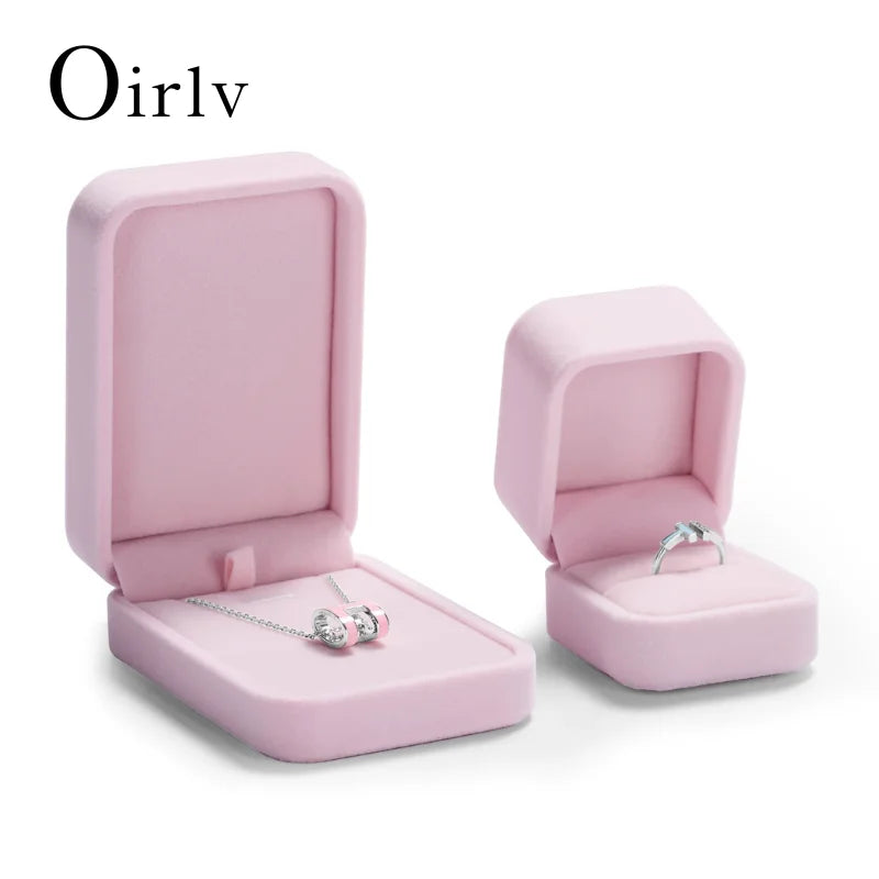 Pink Velvet Jewelry Box Set Jeweler Specialized Cases for Rings, Earrings, Bracelets, Necklaces, Premium Gift Storage Organizer