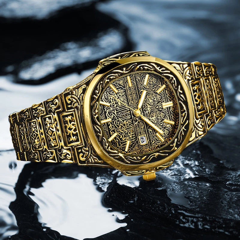 Vintage Men Quartz Watch Luxury Brand Auto Calendar Specific Lines Stainless Steel Strap Wristwatch For Mans Analog