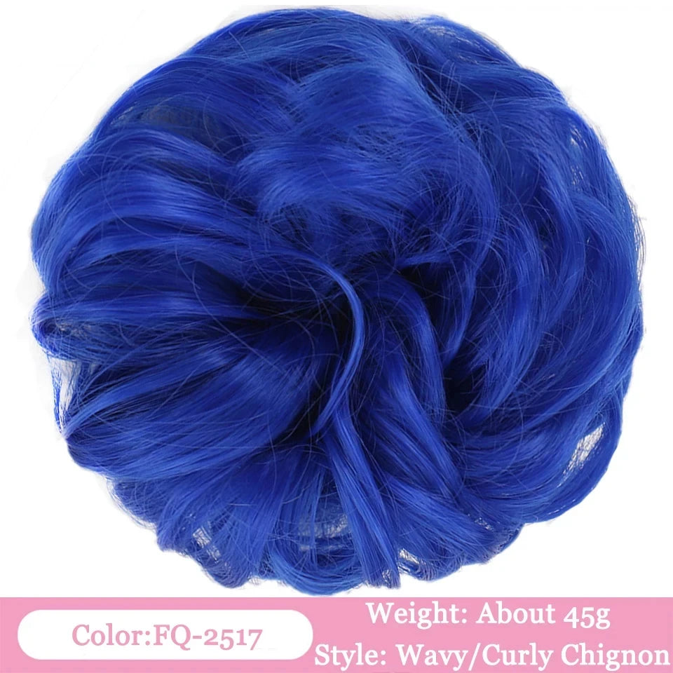 OLACA Synthetic Hair Bun Bands Blonde Black Messy Curly Chignon Donut Updo Scrunchies Fake Hair Pieces For Women Hair Extensions