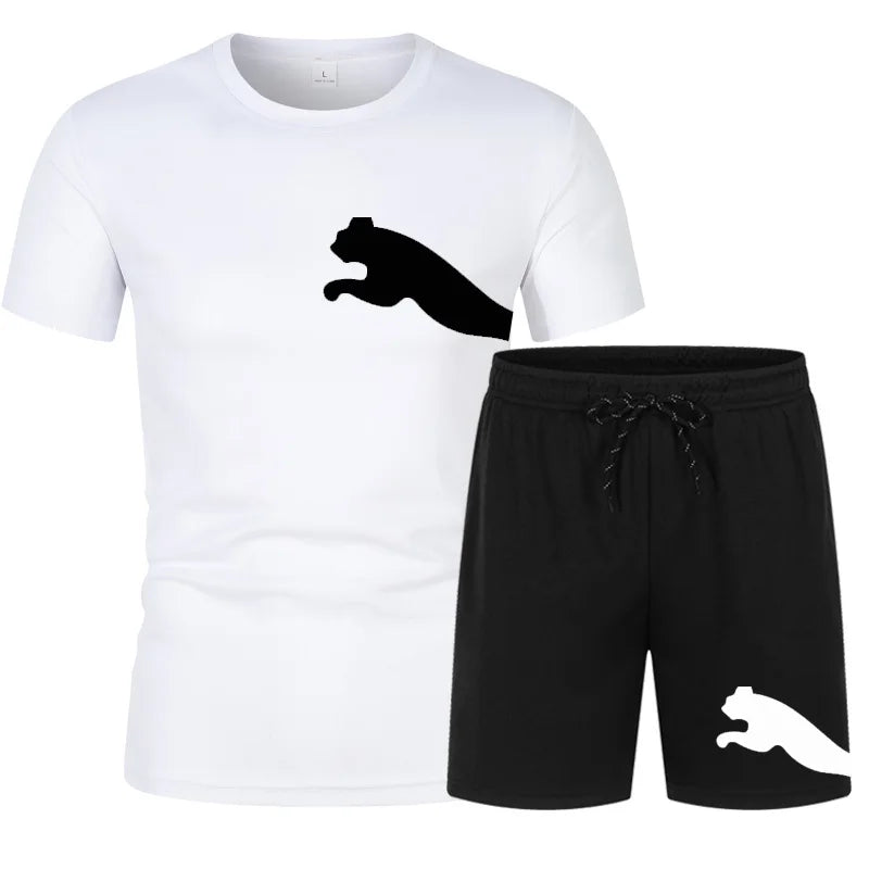 Summer 2026 Trendy Casual Sports Two-Piece Set for Youth Men Short-Sleeved T-Shirt And Shorts Combo Sportswear Set