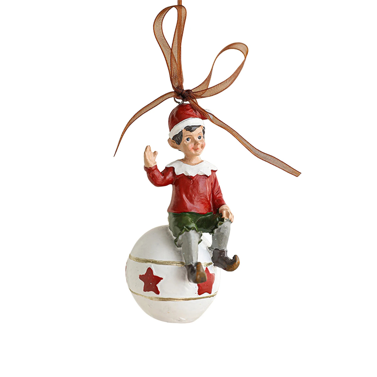 2026 Xmas Tree Pendant Cartoon Painted Santa Claus Elk Bear Christmas Stocking Resin Pendant Christmas Party Decorations 1pc