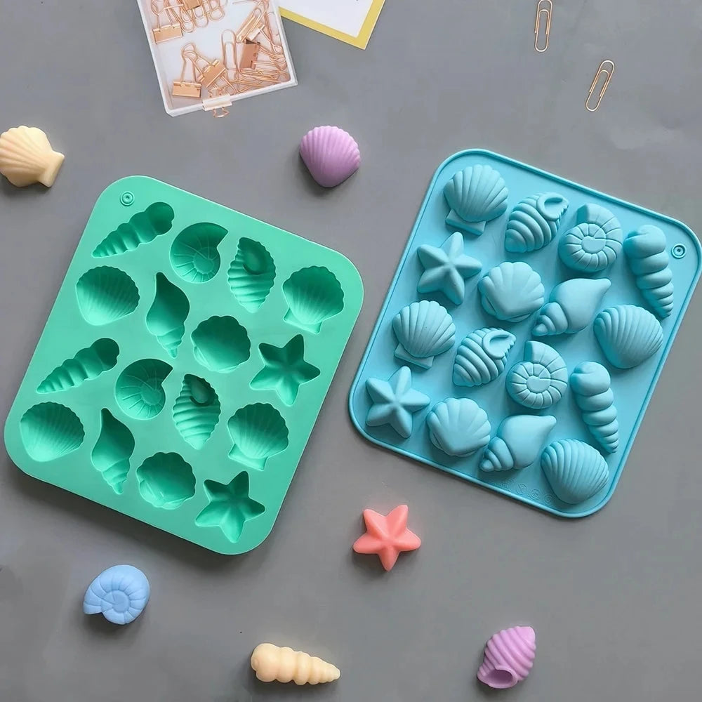 Chocolate Silicone Mold 3D Shell Marine Animal Shape 16 Cavity Candy Cake Decor Pudding Jelly Baking Supplies DIY Tools