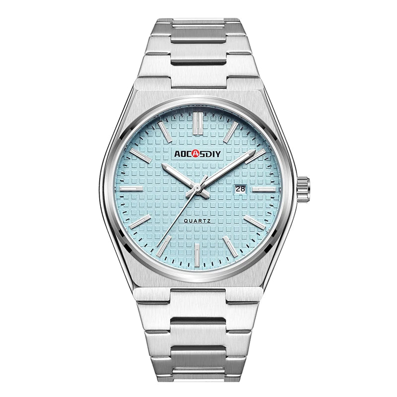 Watch men's fashion steel strip quartz watch waterproof night light calendar men's watch