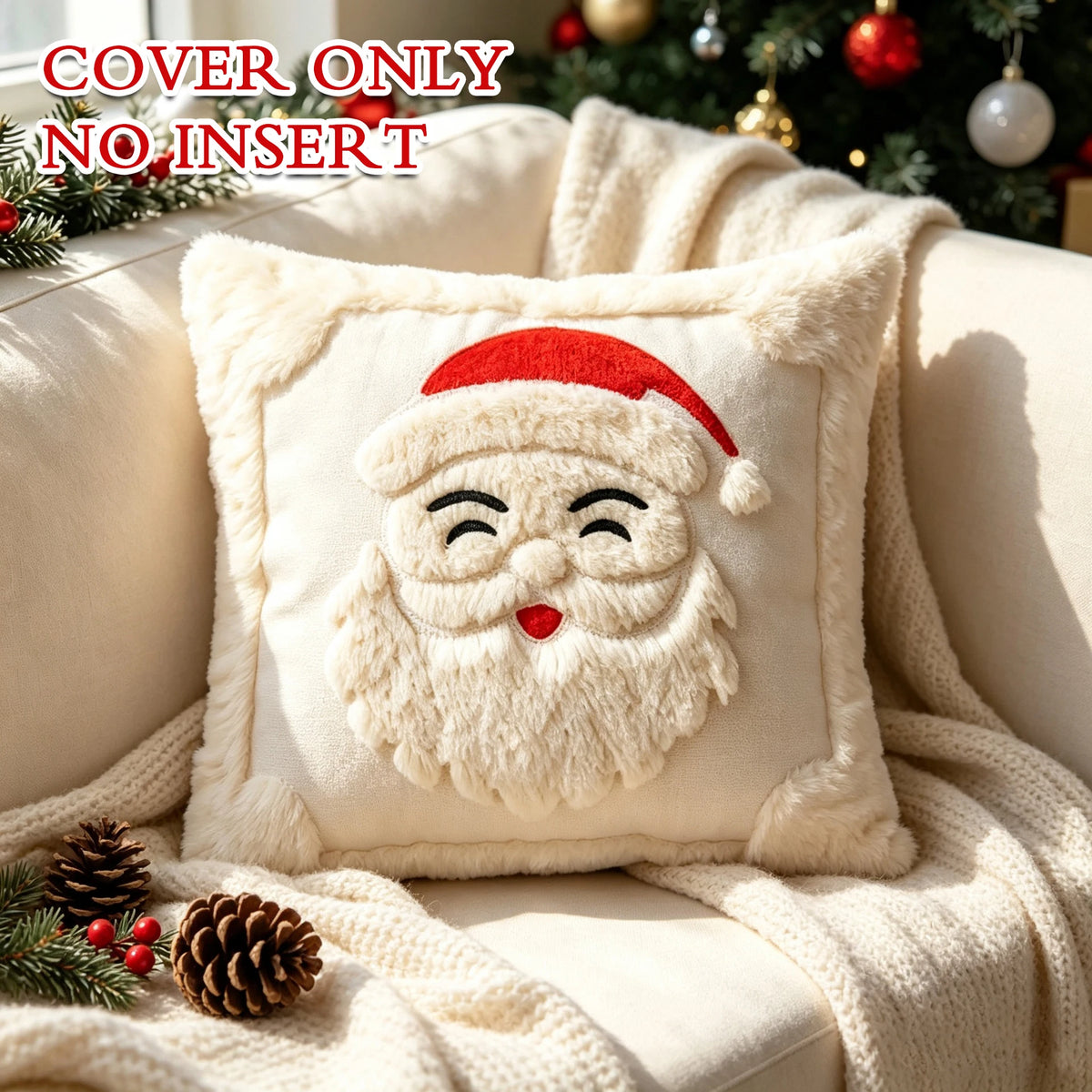 Christmas Throw Pillow Covers Decorative Plush Santa And Snowman Pillowcases, Suitable for Sofa Bed, Living Room Home Decor
