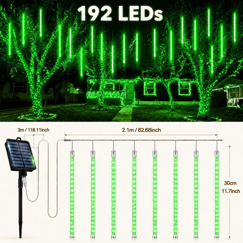Solar Meteor Shower Lights Outdoor Meteor Lights 8Tubes Waterproof LED Falling Raindrop Christmas Halloween Fairy String Lights