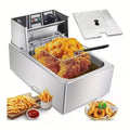 Commercial Deep Fryer, Electric Desktop Basket Fryer, 6L/12L Stainless Steel Fryer with Temperature Control