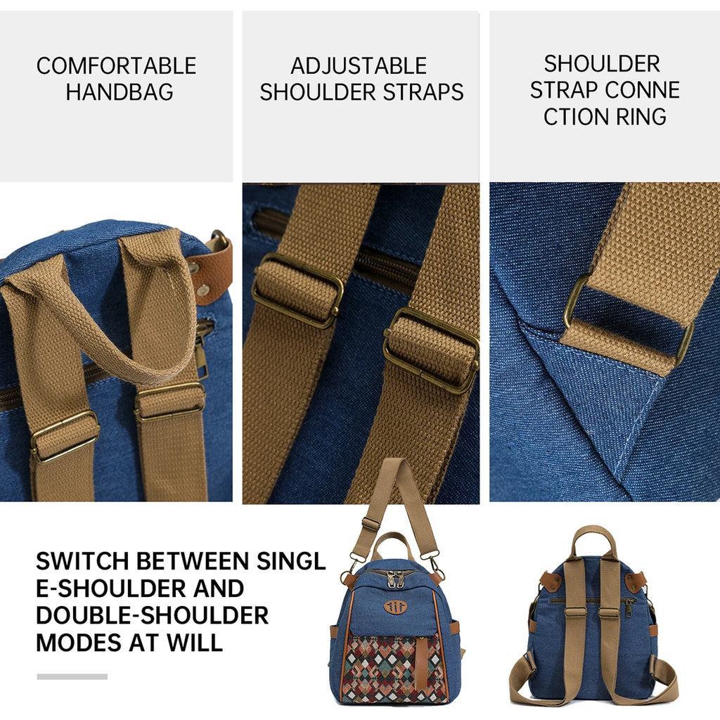 Women's Bags 2026 New Canvas Women's Crossbody Bag Single Shoulder Small Square Bag Trendy Mom Bag Ethnic Style