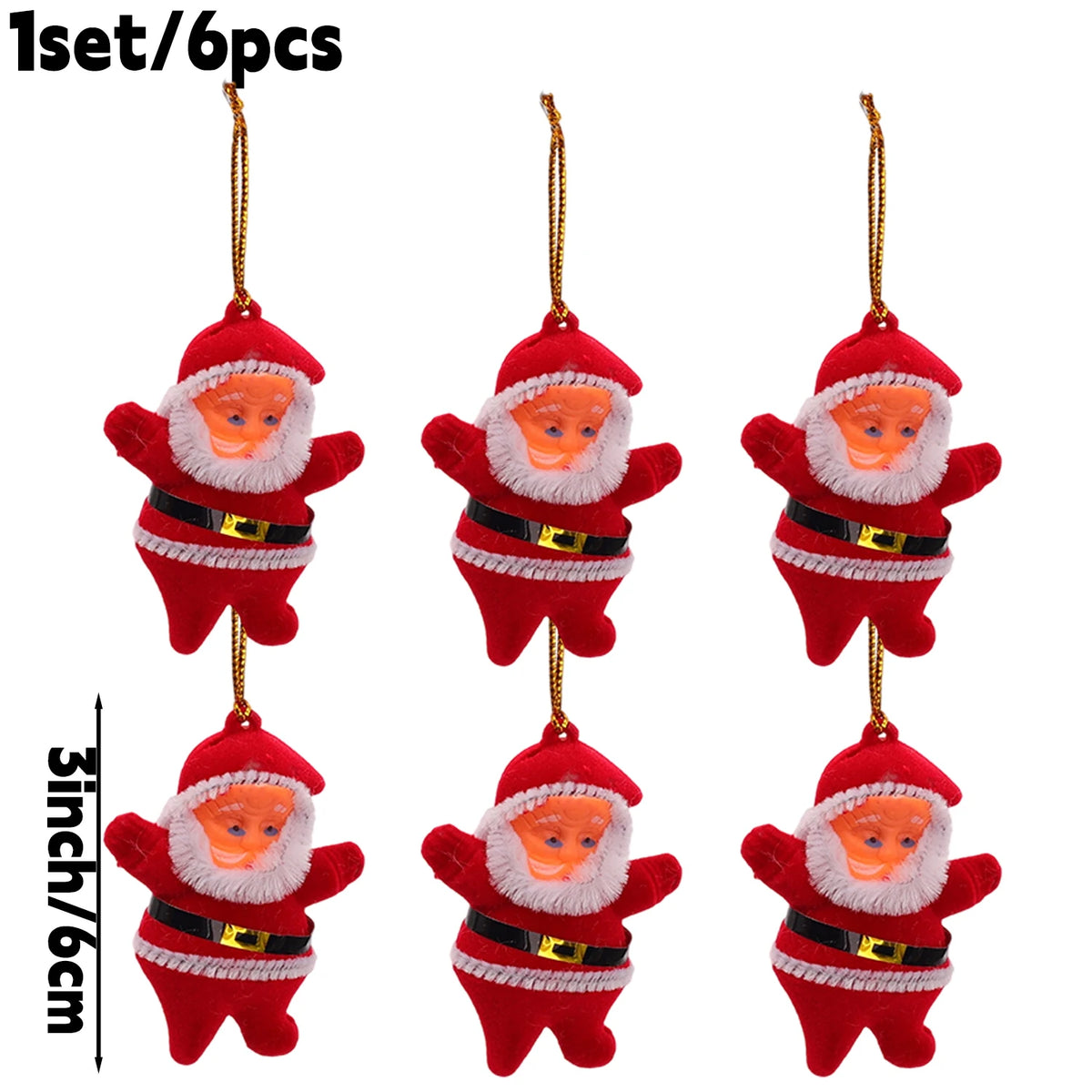 Simulation Santa Pendant Mini Santa Claus DIY Colorful Doll Glittering Hanging Christmas Tree Ornament New Year Home Party Decor