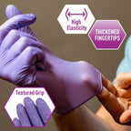 Soft Max Purple Nitrile Gloves Disposable Medical Grade Powder Free 5X Stretchable Exam Glove for Medical Cleaning Tattoo 100pcs