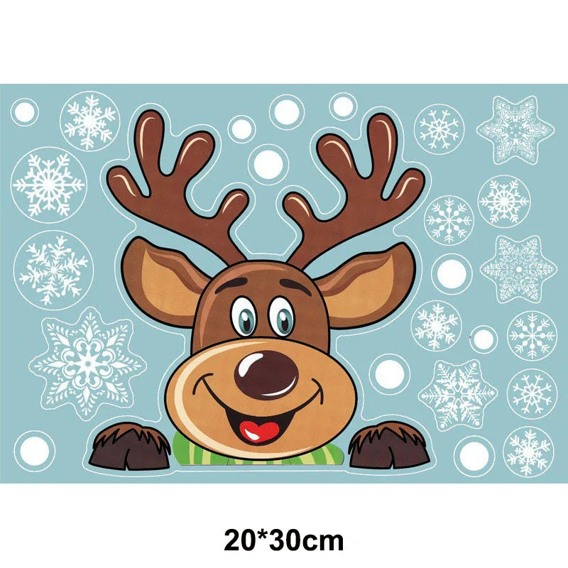 Christmas Window Cling Stickers Santa Claus Reindeer Snowflake Gift Box Window Decals for Xmas Home Shop Glass Door Window Decor