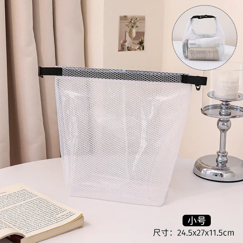 1PC Waterproof Mesh Cosmetic Bag for Travel, Gym, Bathroom, Quick-Dry Toiletry Organizer with Handle Portable Makeup Pouch