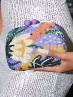 Purple Random Pattern Sequin Glittering evening Lady Glitter Purse for parties, weddings, club