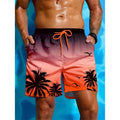 Palm Tree Pattern Beach Shorts Men Gradient 3D Printed Swim Trunks Summer Breathable Short Pants Loose Board Shorts Streetwear