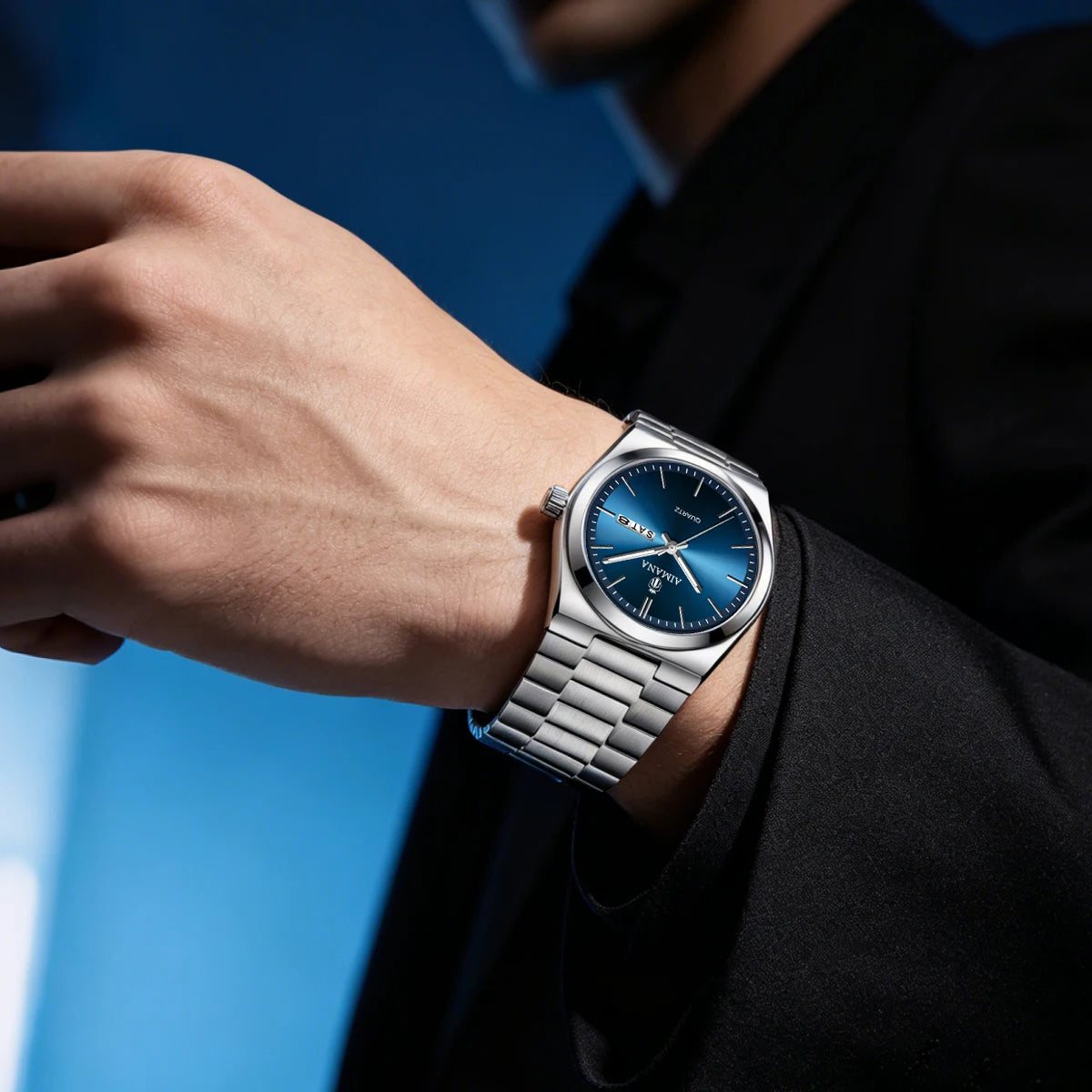 AIMANA Men's Luxury Stainless Steel Strap Watch Waterproof Luminous Date Casual Fashion Quartz Wristwatch Gift for Men