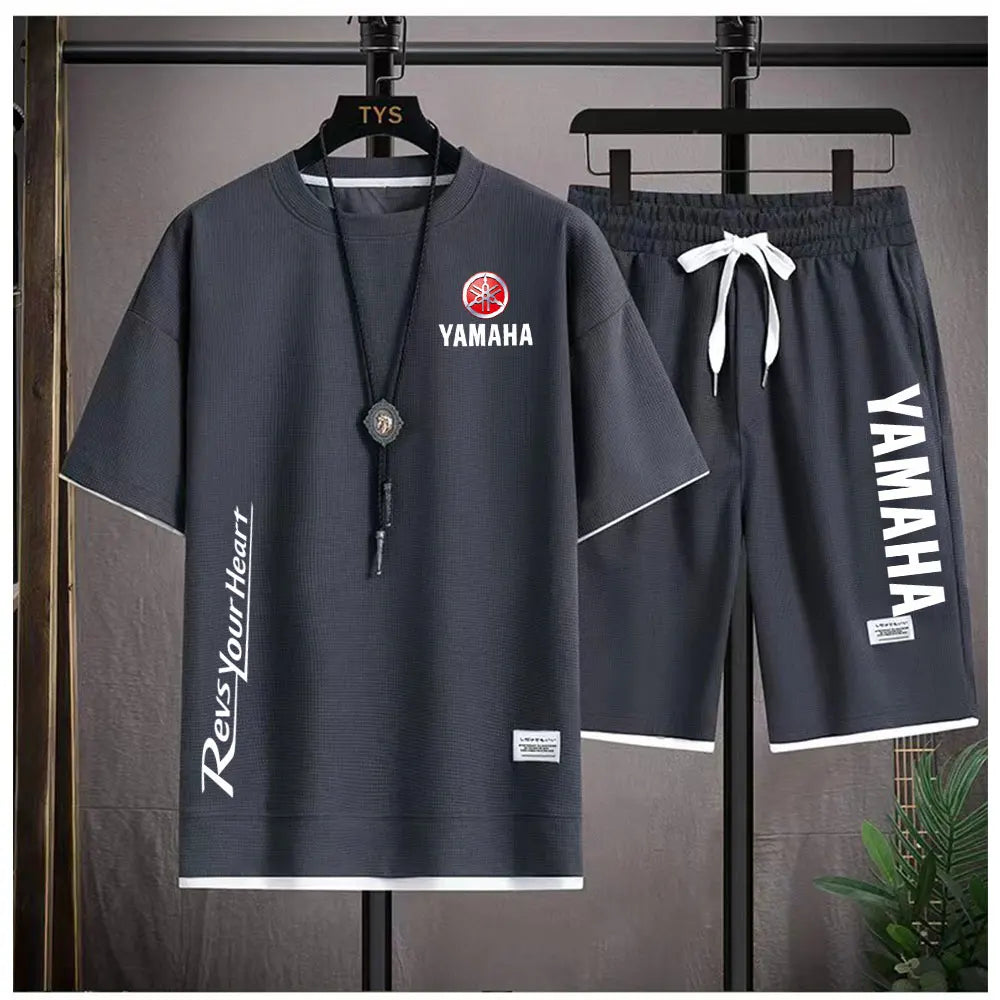2026 Yamaha Racing Men's Sport Clothing Set Spring/Summer Short Sleeve T-Shirt & Sports Shorts Running Men's Athletic Wear