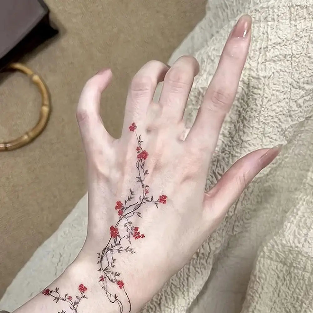 Sexy Flower Arm Temporary Tattoo Sticker Beauty Blue Rose Plum Bossom  Body Leg Waterproof Tatoo Fashion Totem