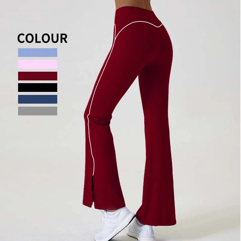 Flared Sports Yoga Pants High-Waisted Women Pants and Trousers Women Trousers Fitness Female Clothing Solid Color Women