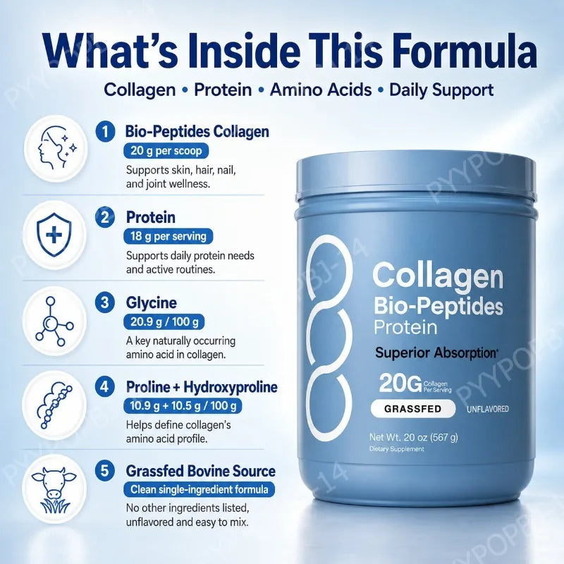 Collagen Bio Peptides Protein Powder 20g Collagen 18g Protein Per Serving Supports Skin Hair Nails Joint Wellness Unflavored