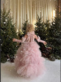 Black Tulle Puffy Flower Girl Dresses For Wedding With Bow Birthday Party Ball Pageant First Communion Dresses for Girls