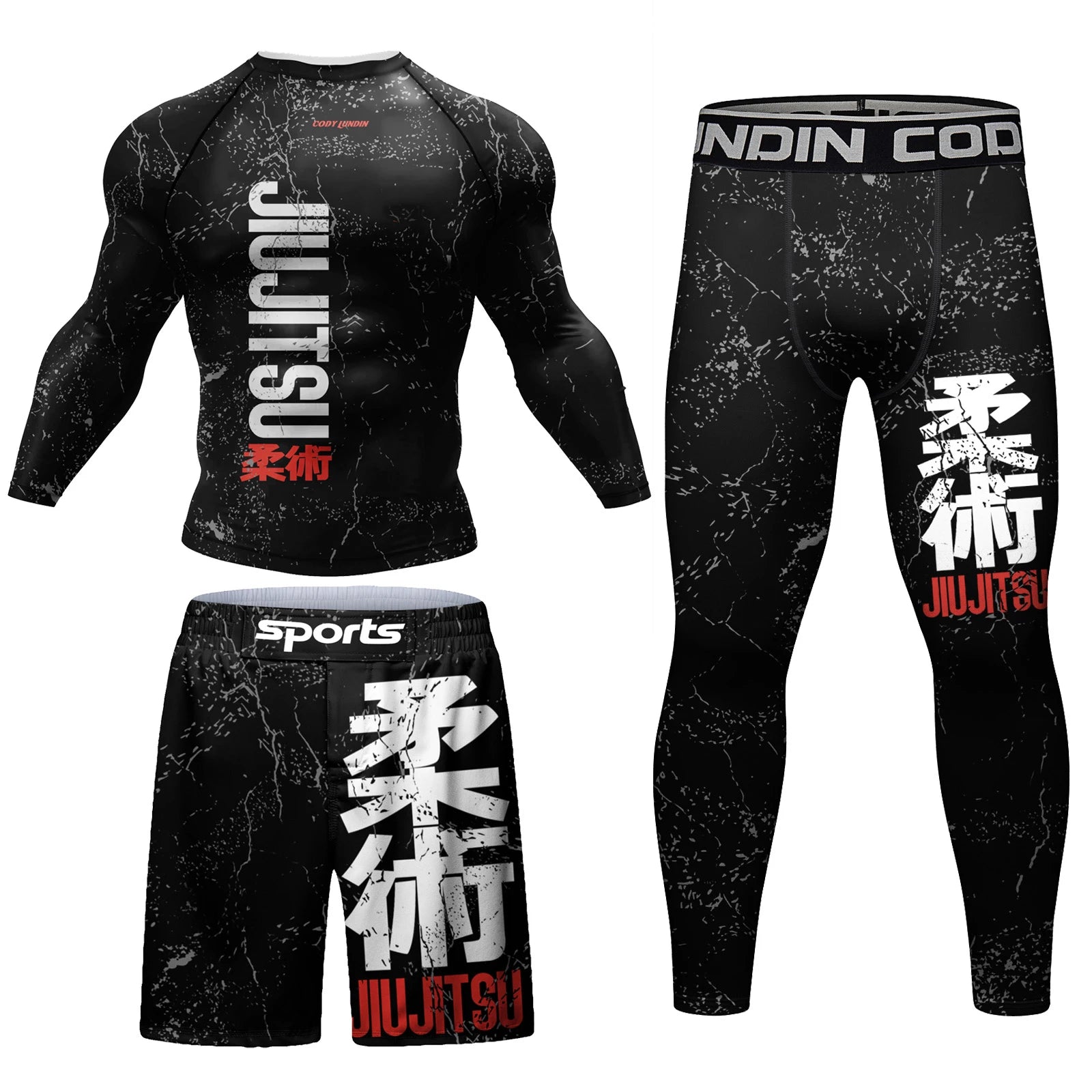 Cody Compression MMA T Shirts+Pants Muay Thai Shorts Men  jiu jitsu BJJ Rashguard Fitness Tracksuit Boxing  Jerseys Sport Suit